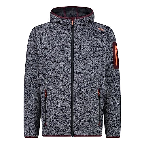 CMP męska kurtka Knit-Tech ze stałym kapturem, Antracyt-Burgundy, 56