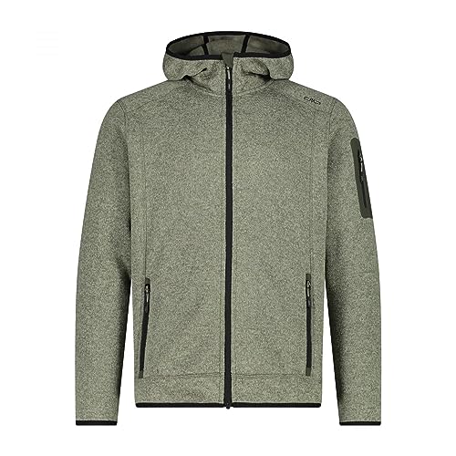 CMP męska kurtka Knit-Tech ze stałym kapturem, Kaki-Oil Green, 58