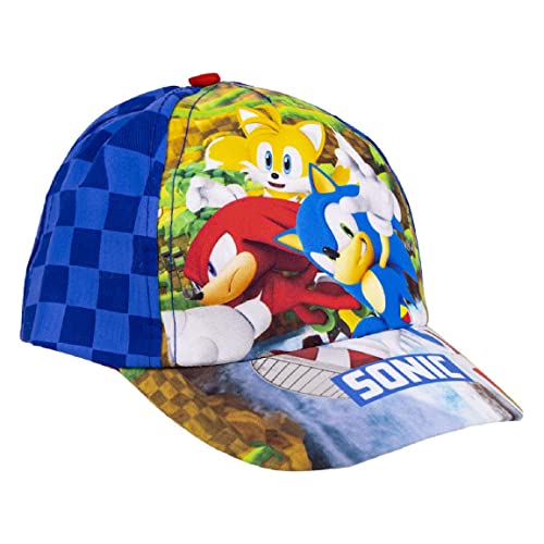 Czapka z daszkiem Sonic z zakrzywionym daszkiem, kolor niebieski, odpowiedni od 4 do 8 lat, z haftem z kolekcji - czapka dziecięca z tyłu na rzep - oryginalny produkt zaprojektowany w Hiszpanii
