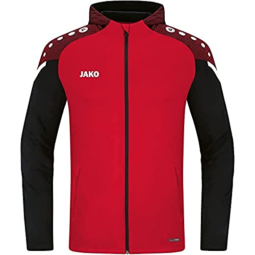 JAKO Męska kurtka z kapturem Performance, czerwony/czarny, 3XL