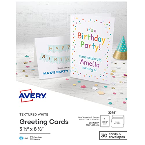 Avery Kartki z życzeniami, drukarka atramentowa, 20 kartek z życzeniami i koperty 14,5 cm x 20,5 cm (5 1/2