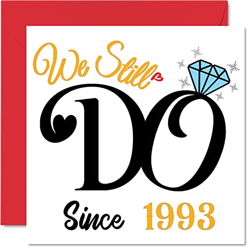 Perłowa kartka rocznicowa dla męża żony - We Still Do Since 1993 - 'I Love You' prezenty, kartki z okazji 30-tej rocznicy ślubu dla partnera, kartki z życzeniami 145 mm x 145 mm na trzydzieste
