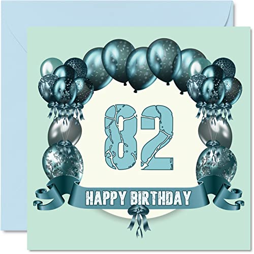 Zabawne kartki urodzinowe dla mężczyzn - balony urodzinowe - kartka z życzeniami dla taty wujka babci dziadka cioci pradziadka babci mamy niani, 145 mm x 145 mm kartki z życzeniami, kartka na 82.