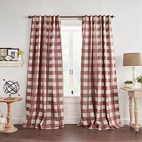 Elrene Home Fashions Grainger Buffalo Check zaciemniająca zasłona okienna, 130 x 23 cm (1, czerwona