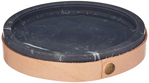 Tak Design talerz do serwowania 11 x 2,5 cm marmur/skóra czarny/brązowy twm_639141