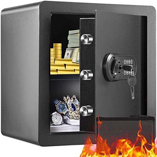 VEVOR Safe Safe 1.8 Cubic Feet Sejf meblowy z ognioodpornym portfelem, hasłem i kluczem Cyfrowy sejf domowy Wyjmowana półka, szafka wewnętrzna, sejf ścienny na gotówkę, biżuterię, dokumenty itp.