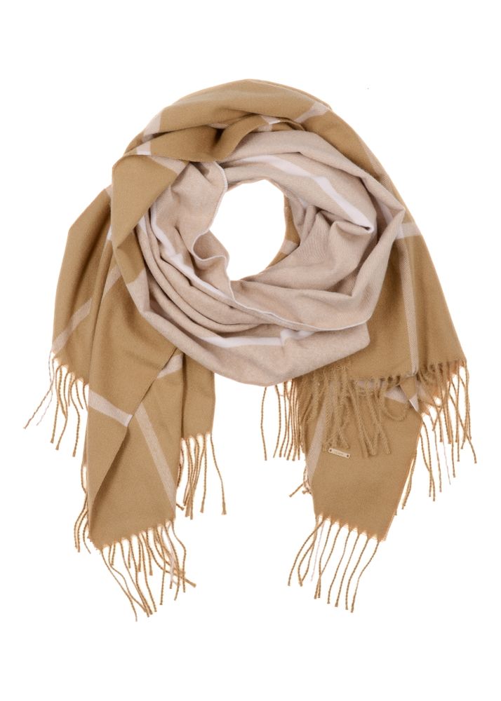 Duży szalik damski w kolorze camel