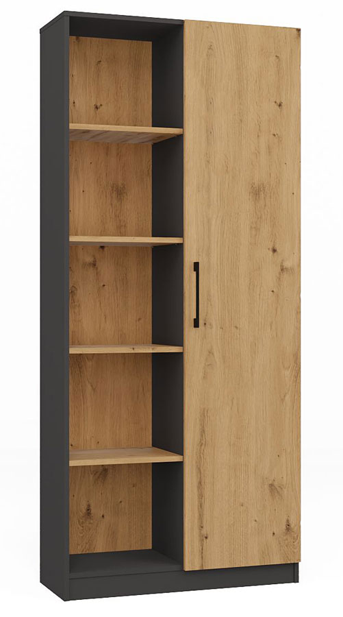 Regał Z Półkami Do Salonu Dąb Artisan + Antracyt C2-C51