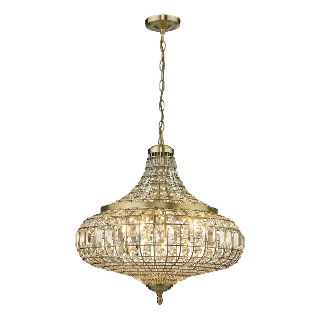 Lampa wisząca Asmara 6 Light Pendant Antique Brass Crystal
