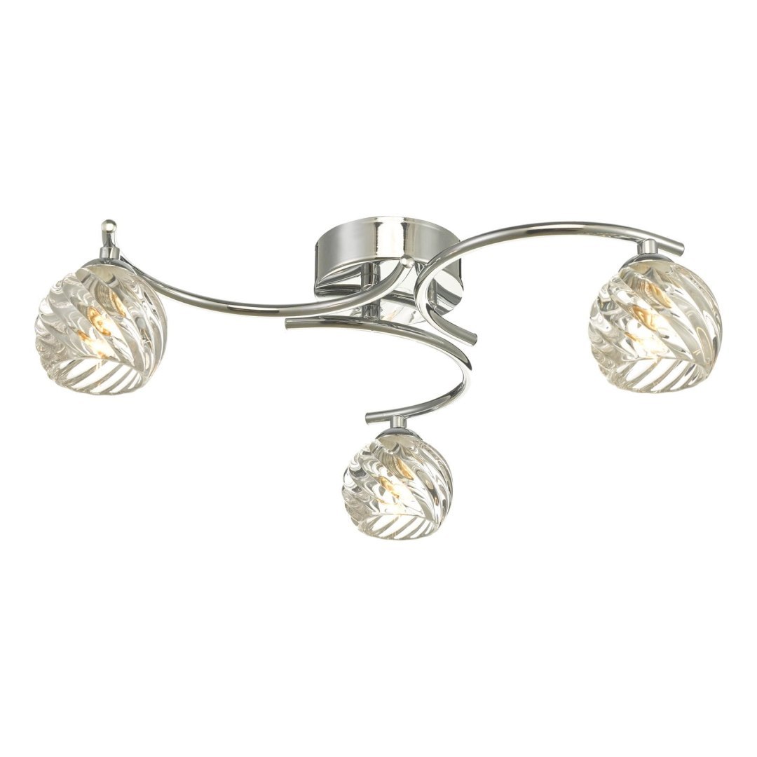 Lampa sufitowa Nakita 3 Light Semi Flush Polished Chrome With Twisted Open Glass