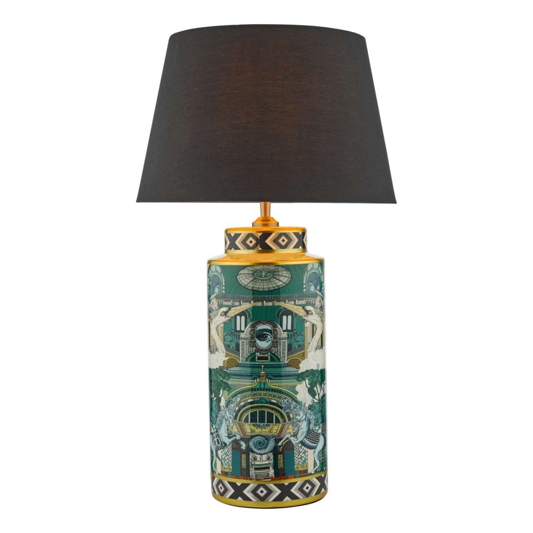 Lampa Srołowa Teisha Table Green/Gold Animal Motif Base Only