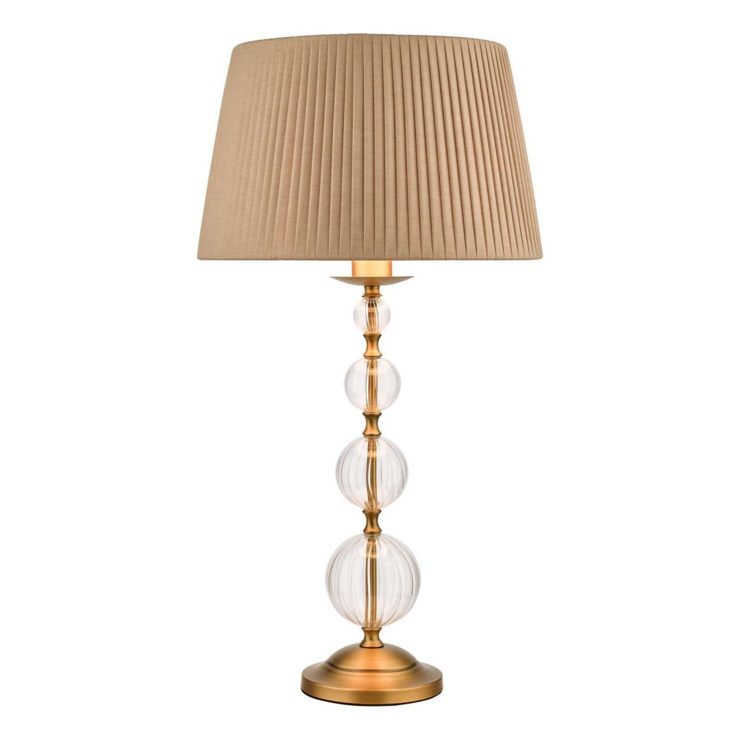 Фото - Люстра / світильник Lyzette Table Lamp Aged Brass Ribbed Glass With Shade