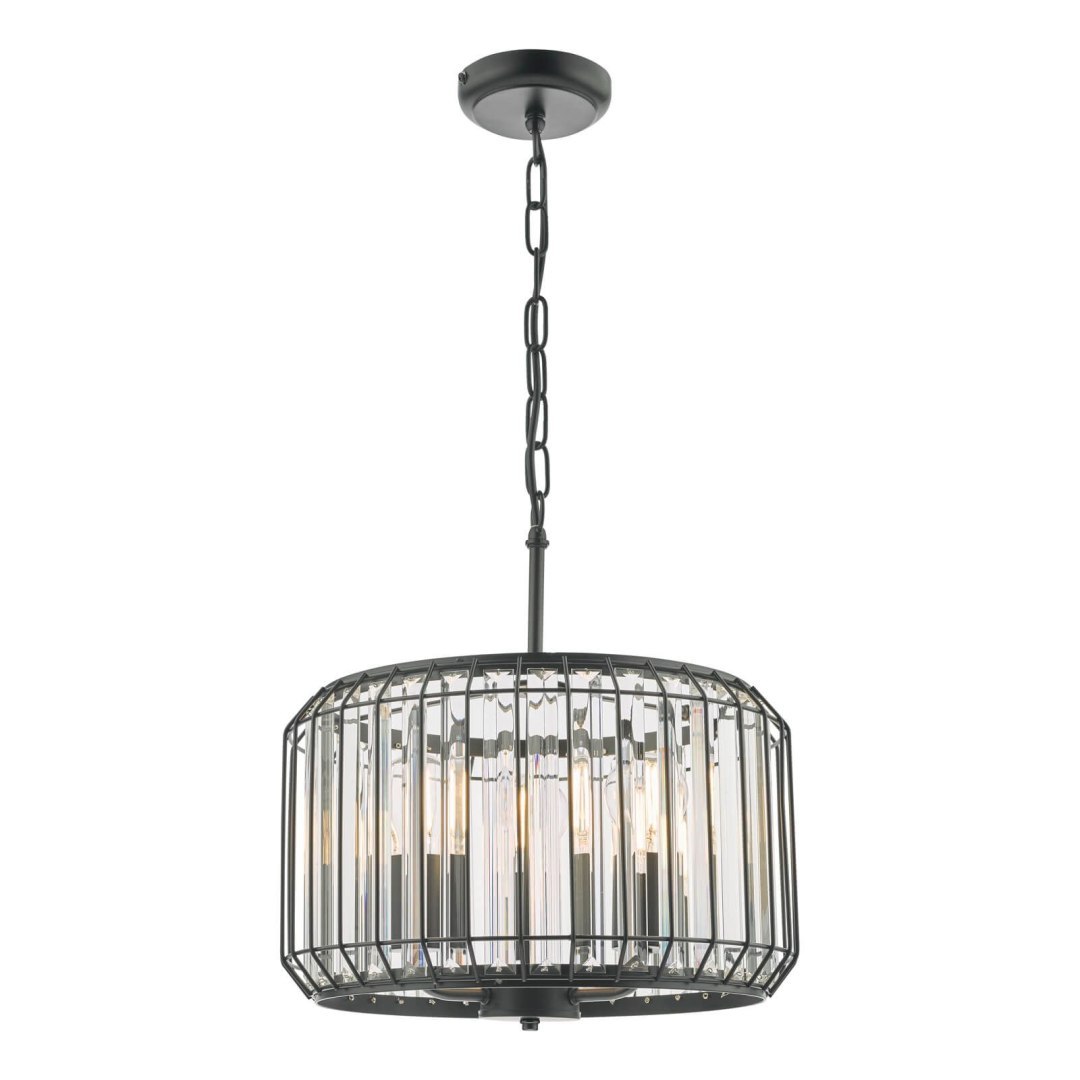 Lampa wisząca Naeva 3 Light Pendant Satin Black Crystal