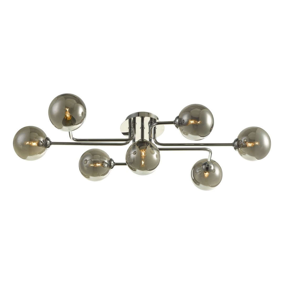 Lampa sufitowa Reyna 7 Light Semi Flush Polished Chrome With Smoked Glass