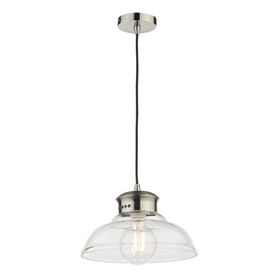 Lampa wisząca Siren 1 Light Single Pendant Antique Chrome Clear Glass