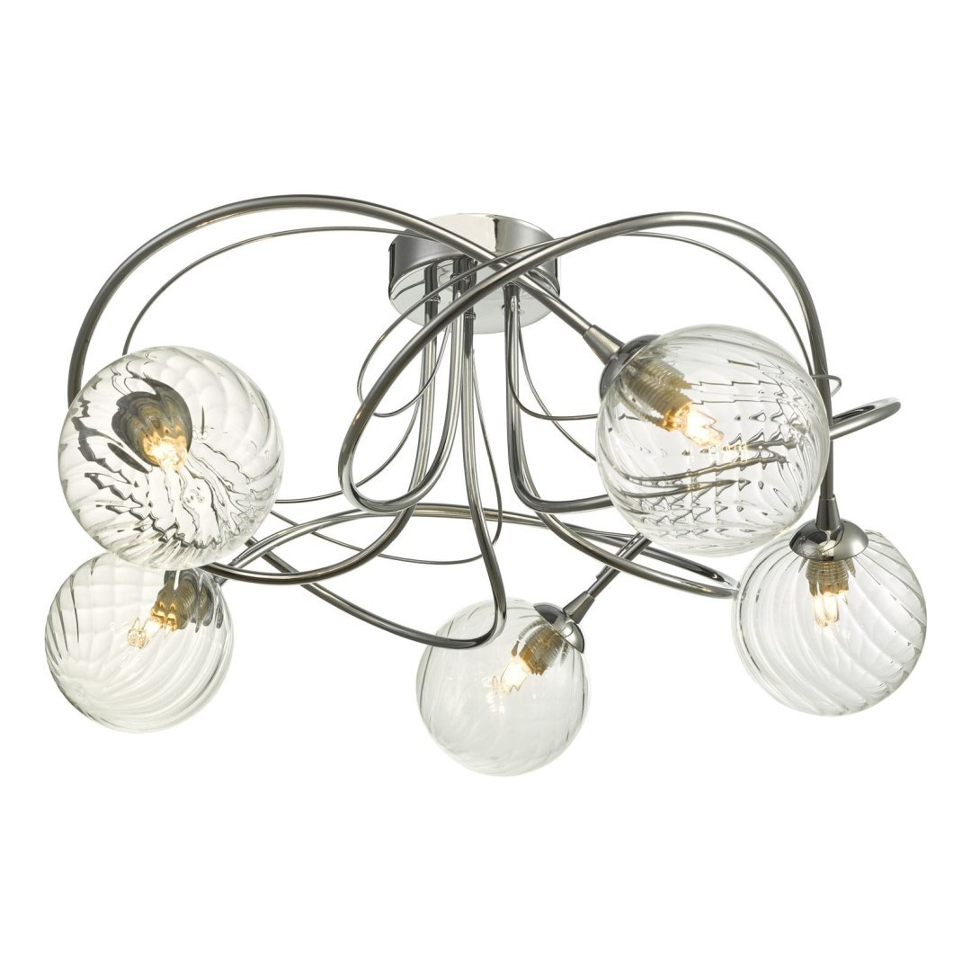 Lampa sufitowa Onawa 5 Light Semi Flush Polished Chrome With Twisted Closed Glass