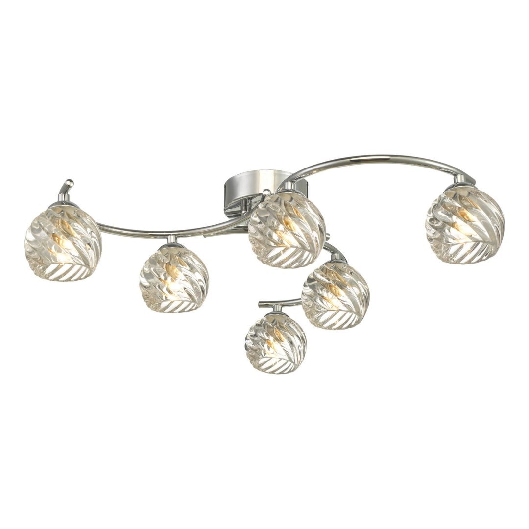 Lampa sufitowa Nakita 6 Light Semi Flush Polished Chrome With Twisted Open Glass