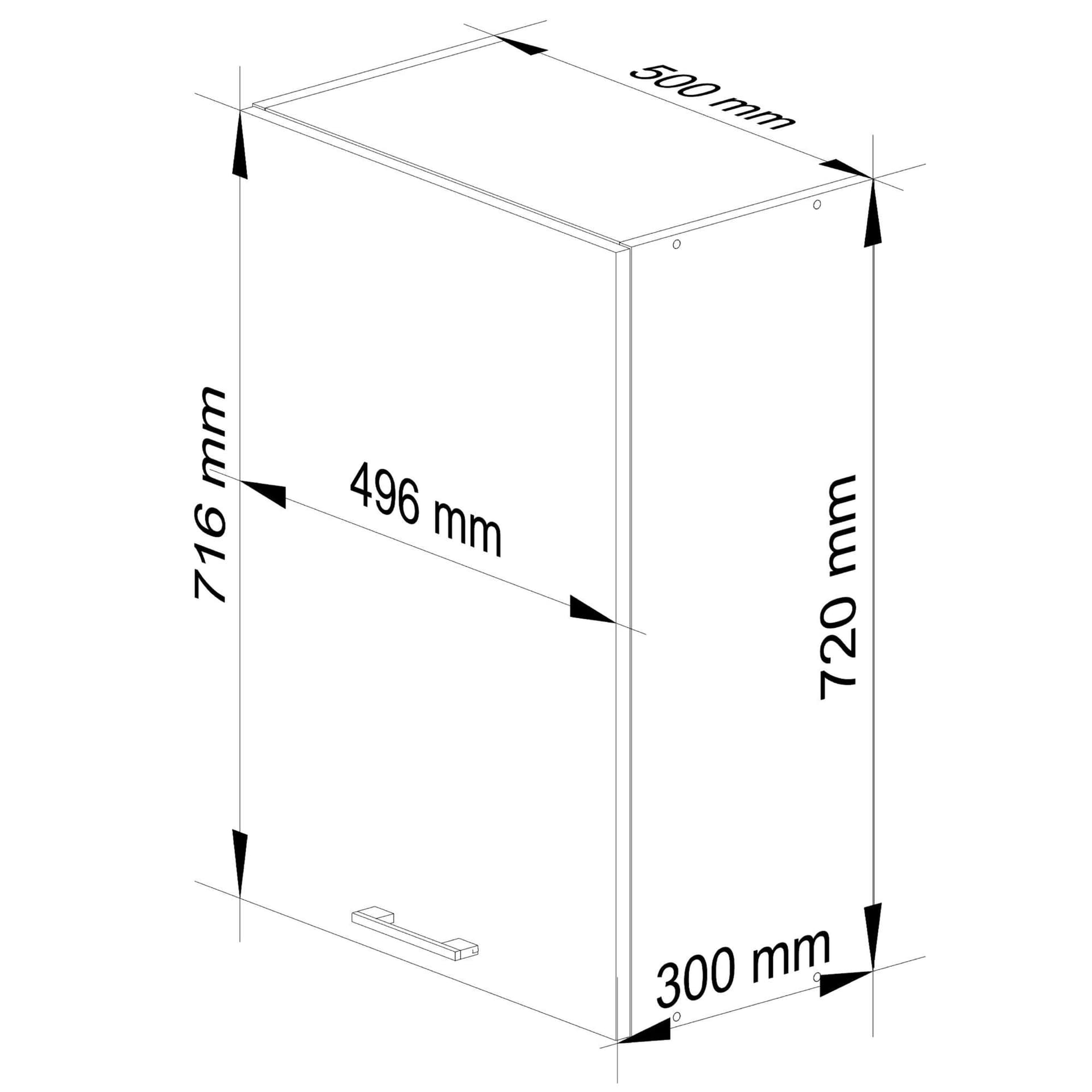 WISZĄCA SZAFKA KUCHENNA OLIWIA W 50cm BIAŁA-GRAFIT POŁYSK H720