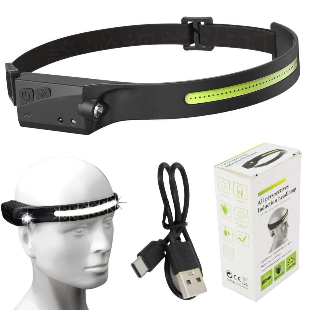 Czołówka Latarka Czołowa Czujnik Ruchu Led 350Lm