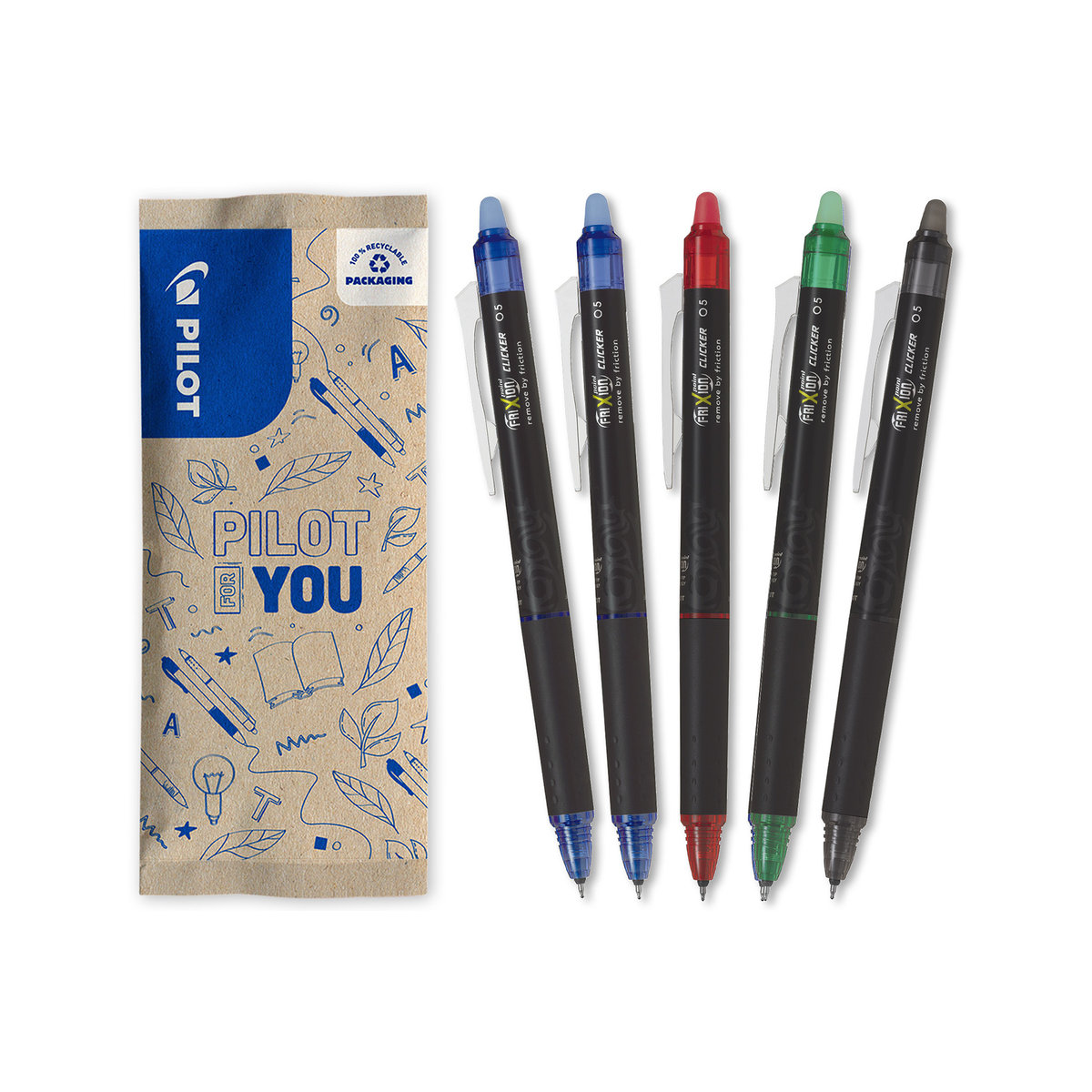 Zestaw 5x PILOT Frixion Point Clicker 0,5 mix