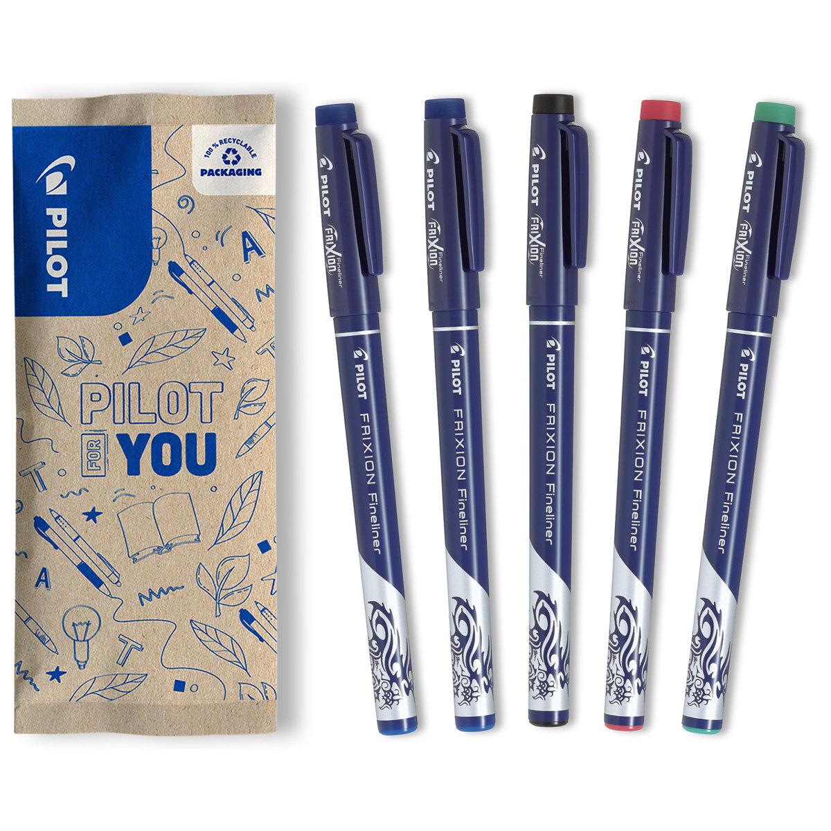 Zestaw wymazywalnych cienkopisów 5x PILOT Frixion Fineliner mix kolorów