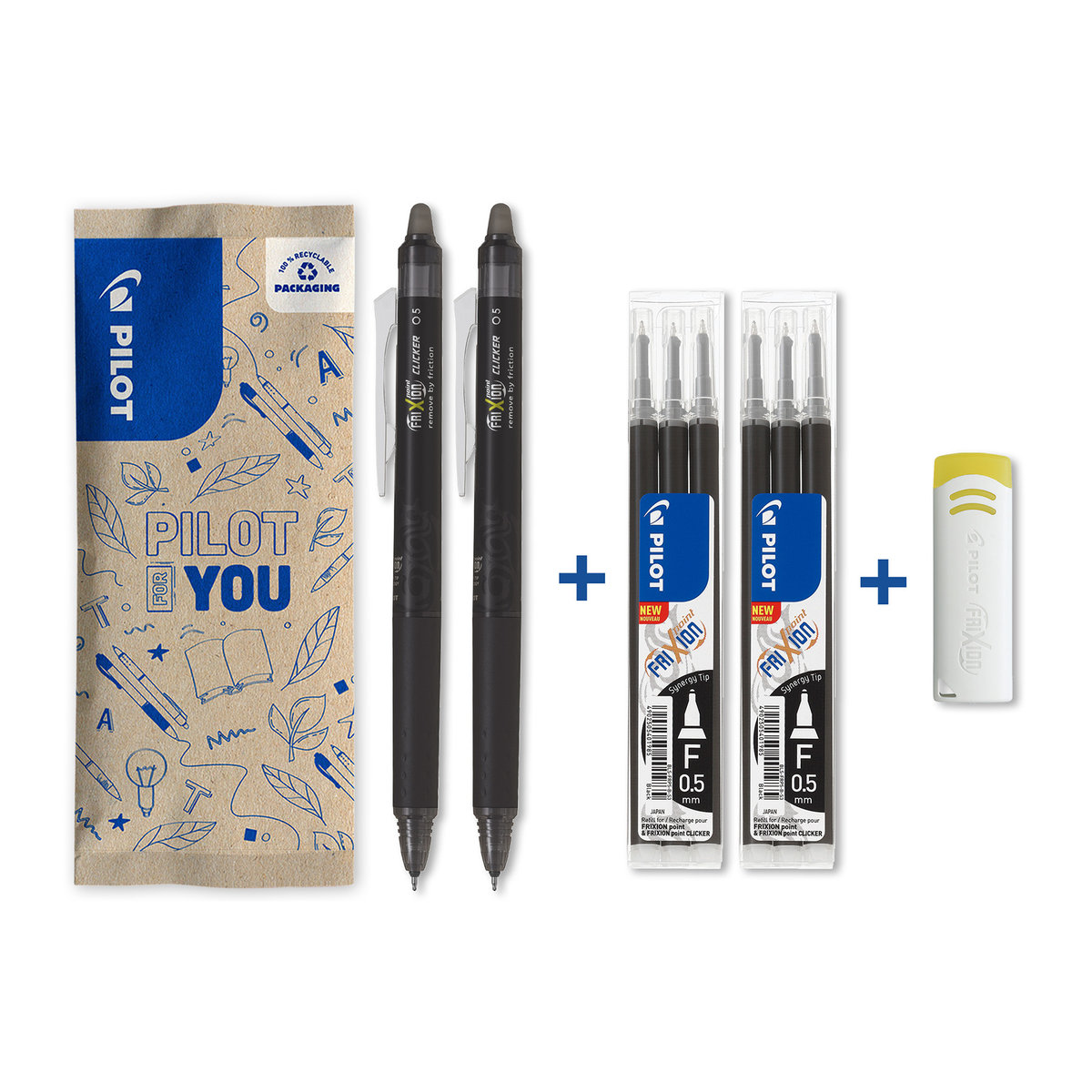 2x PILOT Frixion Point Clicker + wkład 6x czarny