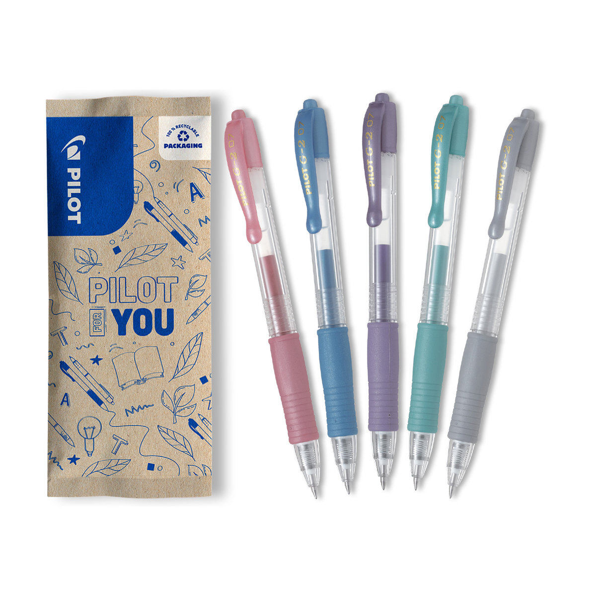 Zestaw 5 długopisów żelowych PILOT G2 metallic mix