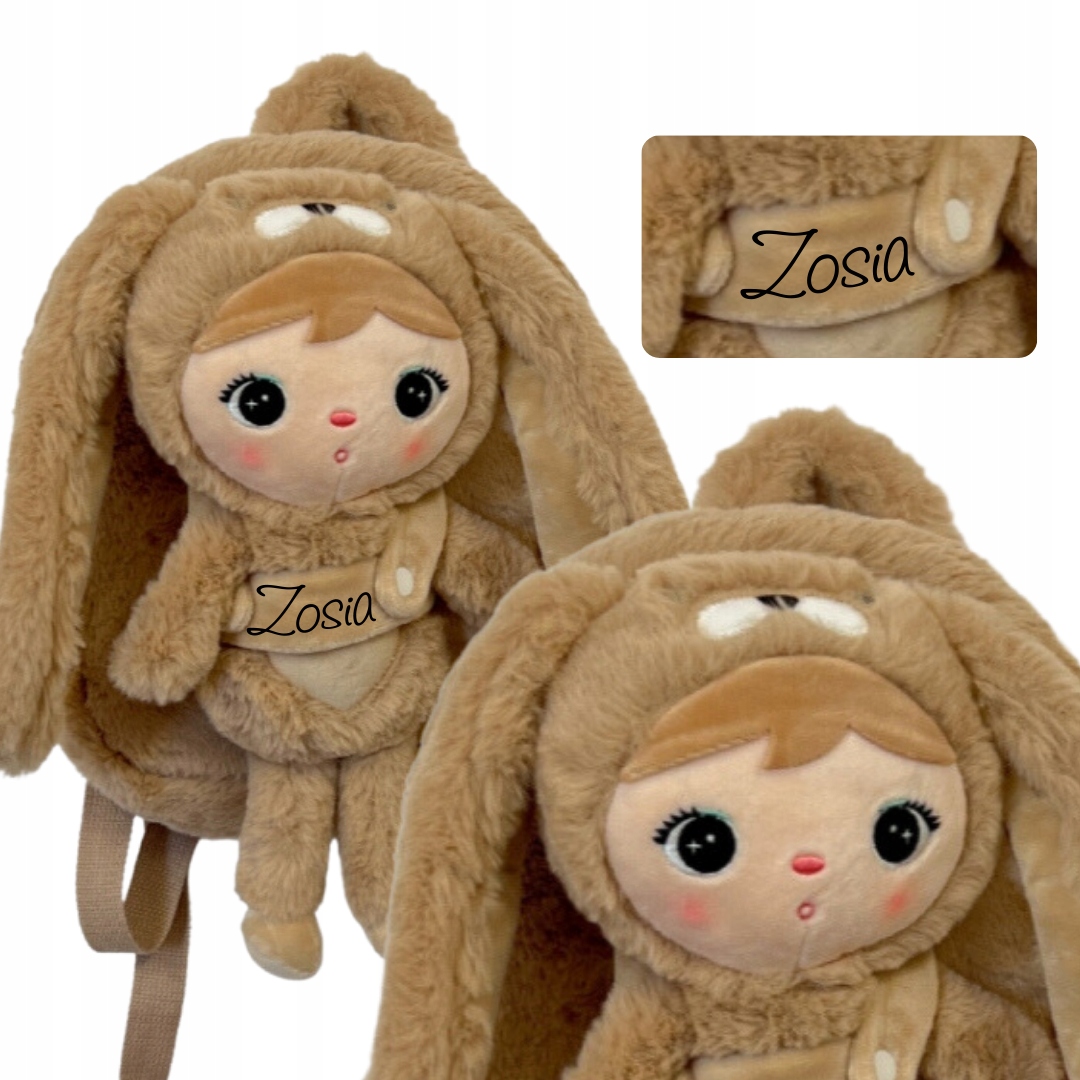 Plecak personalizowany Królik z wyjmowanym pluszakiem Metoo z imieniem