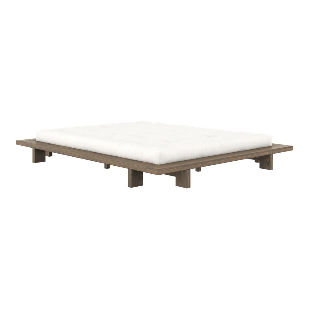 Brązowe łóżko dwuosobowe z litego drewna sosnowego ze stelażem 160x200 cm Japan – Karup Design