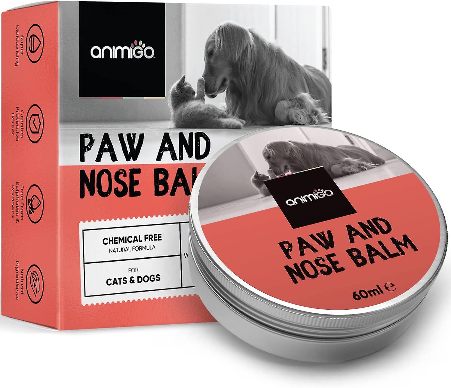 Animigo Balsam do łap i nosa dla psa 60ml - Natural Lick Safe, Paraben & Cruelty Fre - Krem nawilżający do nosa i łap dla kotów - Kokos, Oliwa z ol...