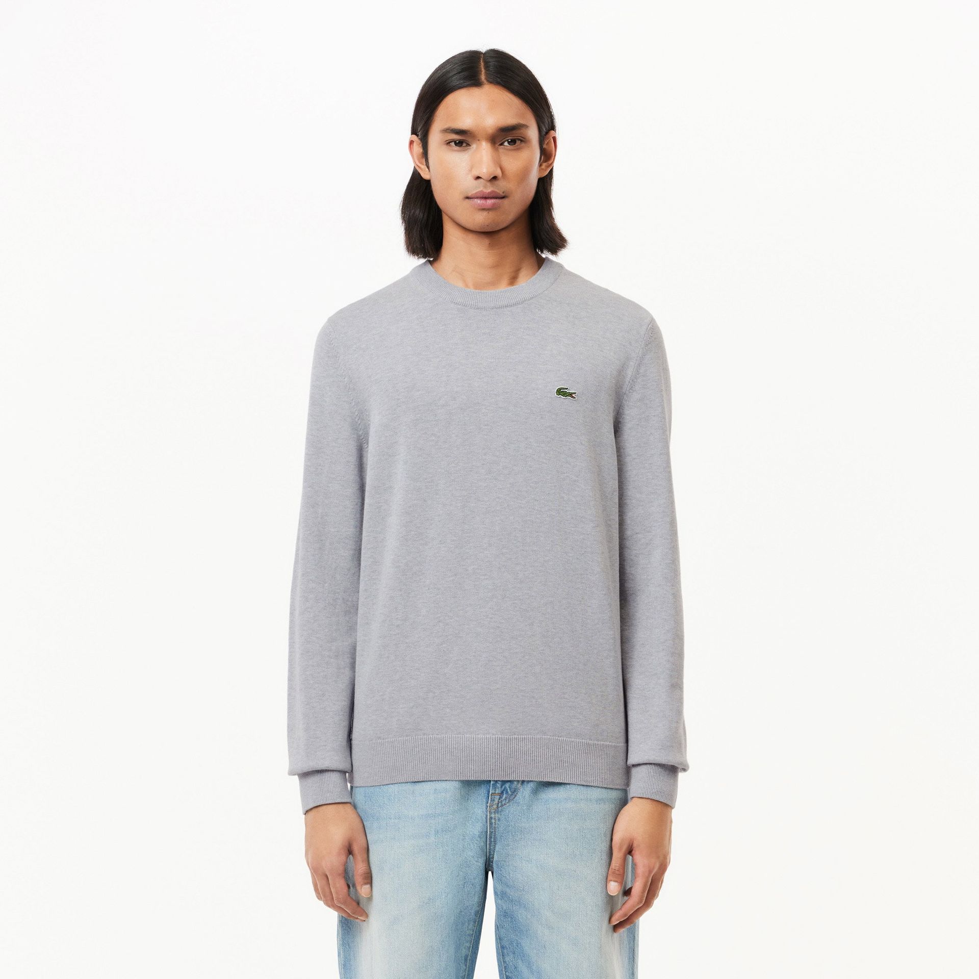 Lacoste Męski sweter z bawełny organicznej z okrągłym dekoltem