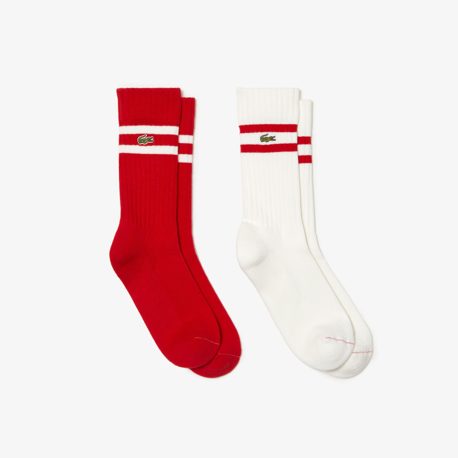 Lacoste skarpety unisex z prążkowanej dzianiny z paskami w kontrastowym kolorze