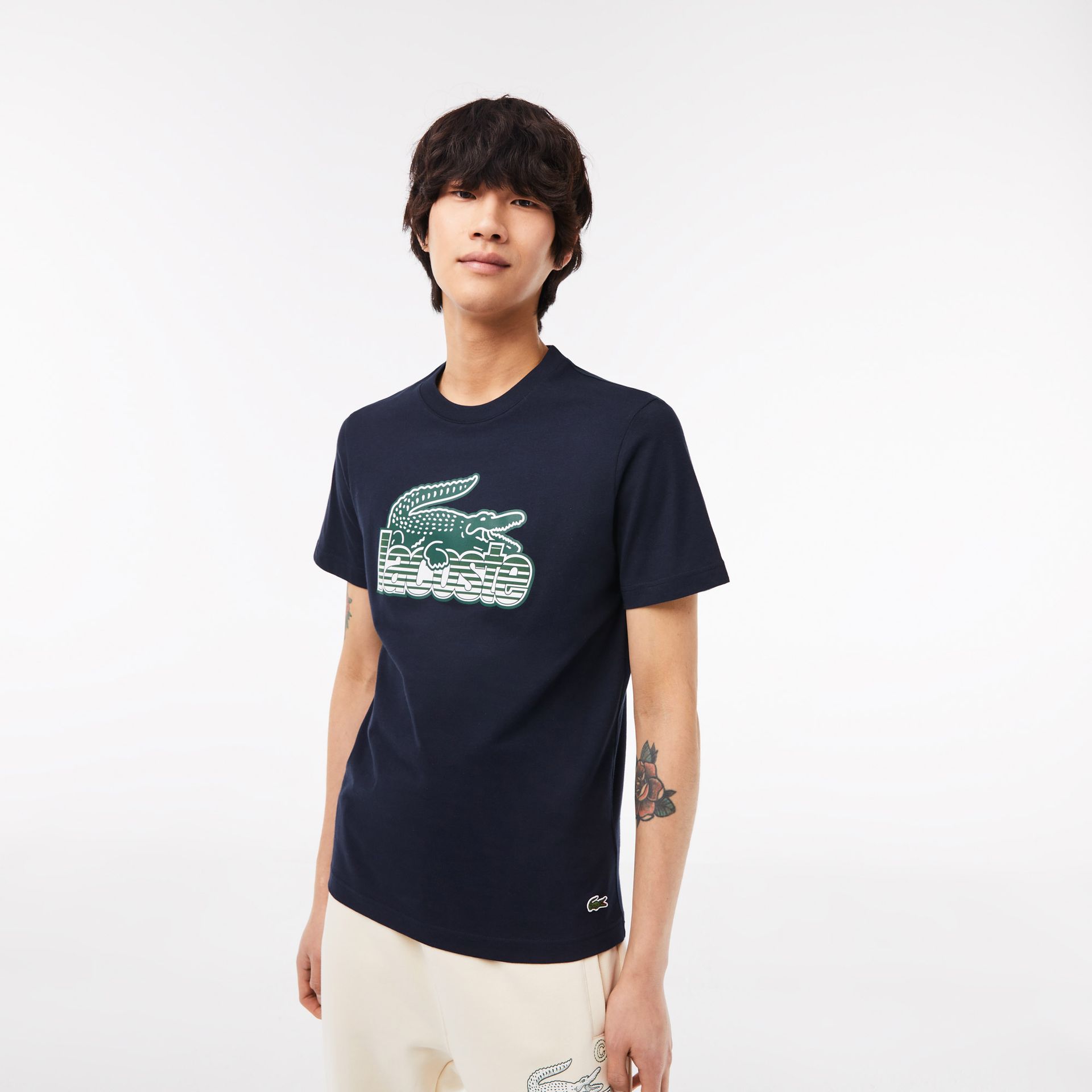 Lacoste męski T-shirt z dżerseju bawełnianego z nadrukiem