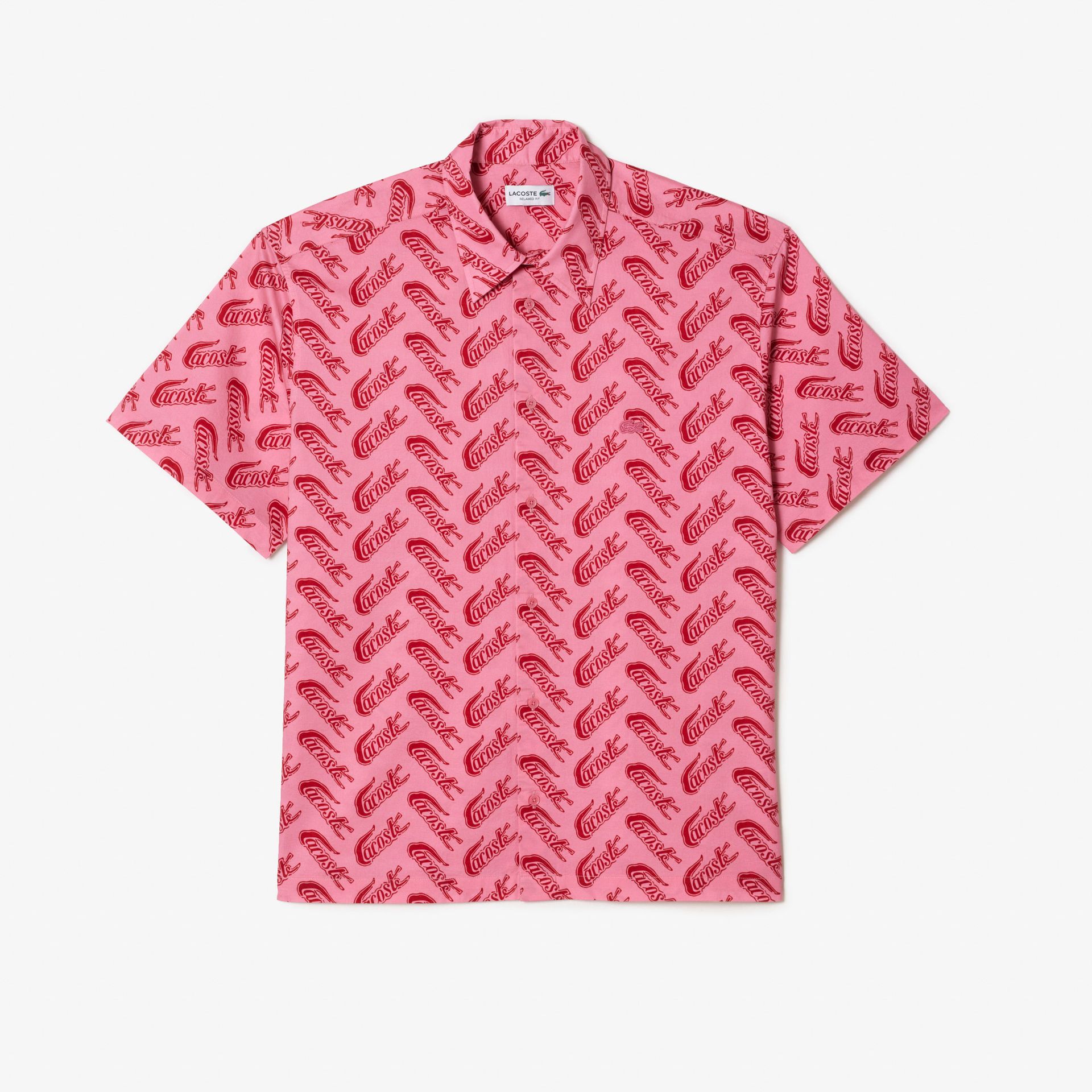 Lacoste męska koszula z krótkim rękawem i nadrukiem retro