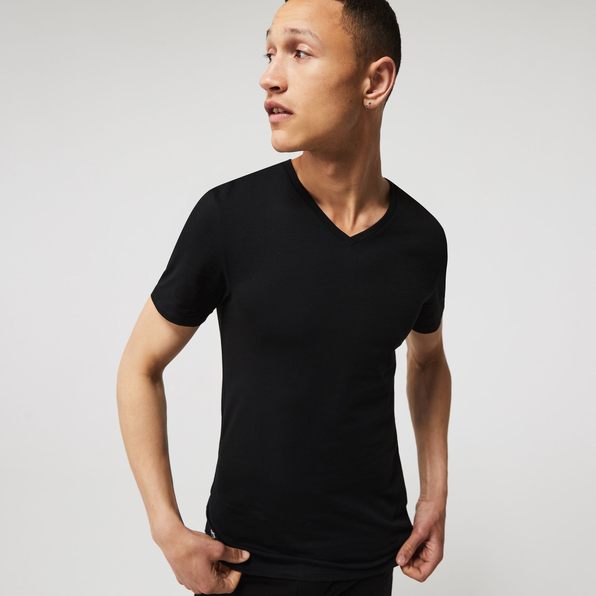 Lacoste Męski T-shirt z dekoltem w kształcie litery V, trójpak