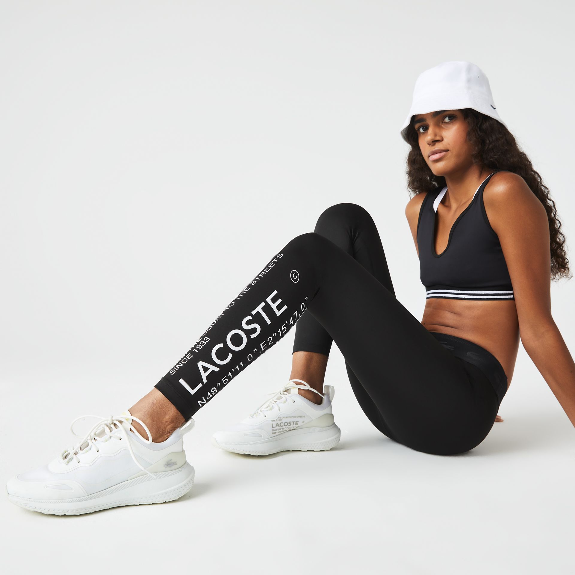 Lacoste damskie legginsy z nadrukiem i napisami SPORT