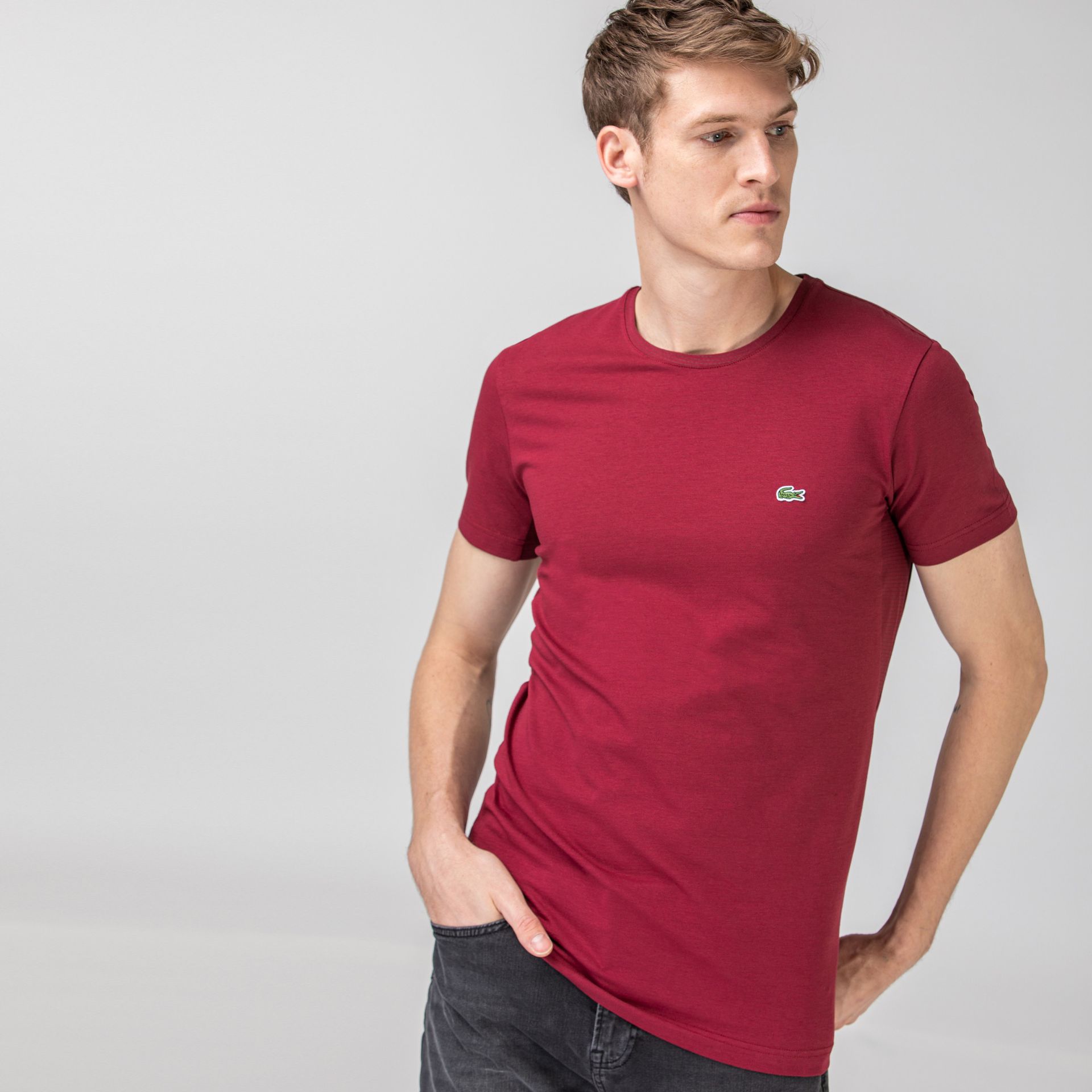 Lacoste Męski T-shirt we wzory z okrągłym dekoltem