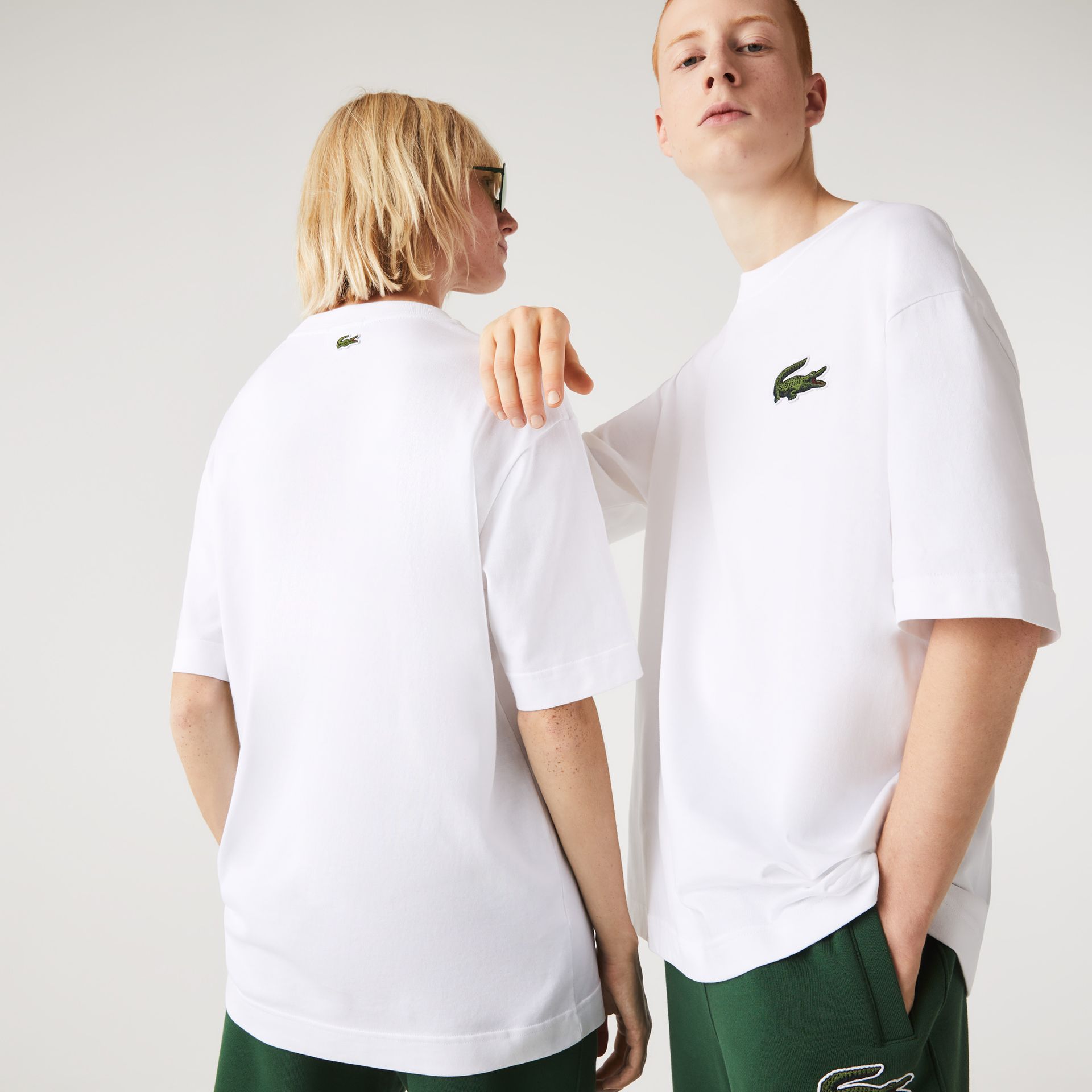 Lacoste T-shirt unisex z bawełny organicznej z dużym logo krokodyla Loose Fit