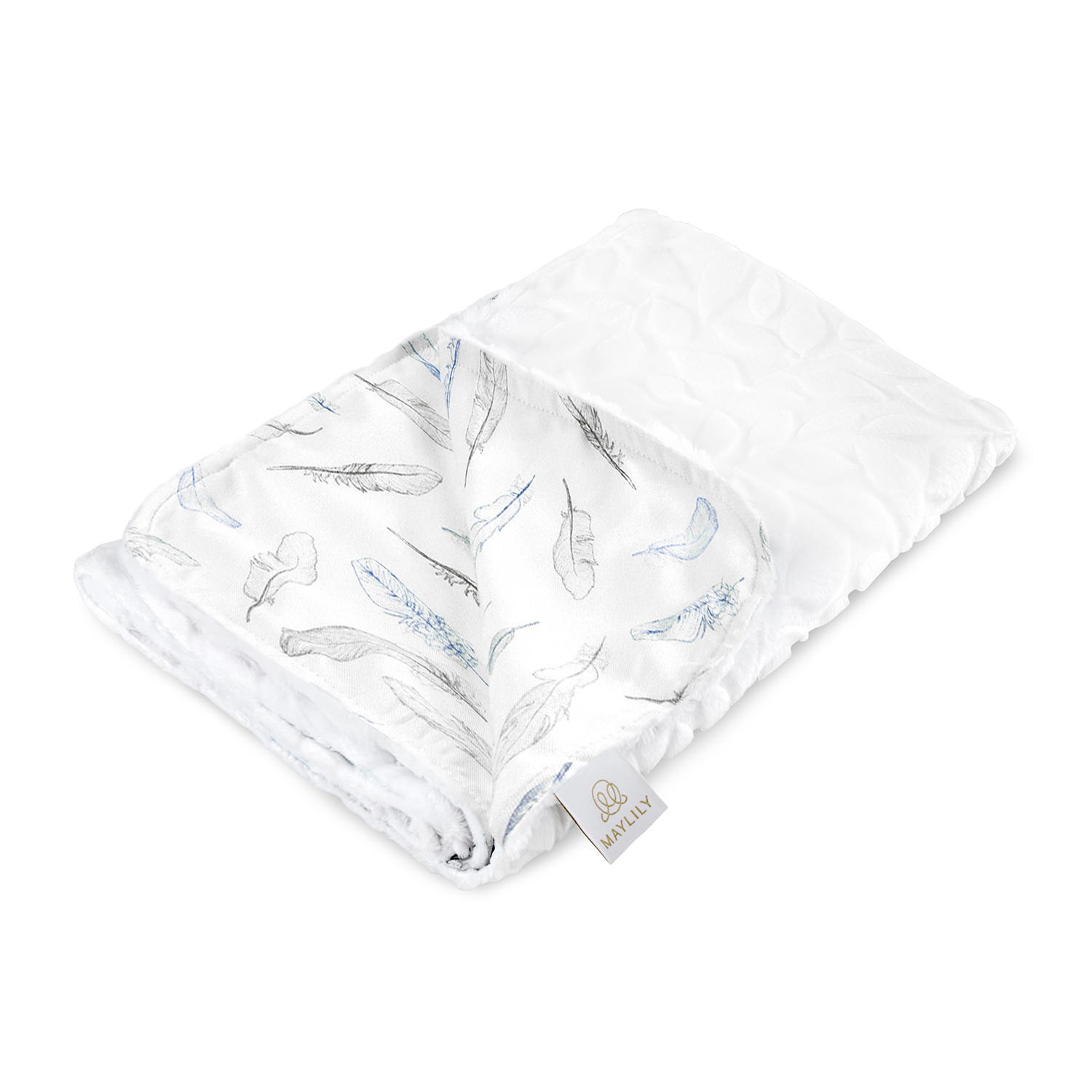 Kocyk bambusowy Light Luxe - Niebiańskie piórka - white