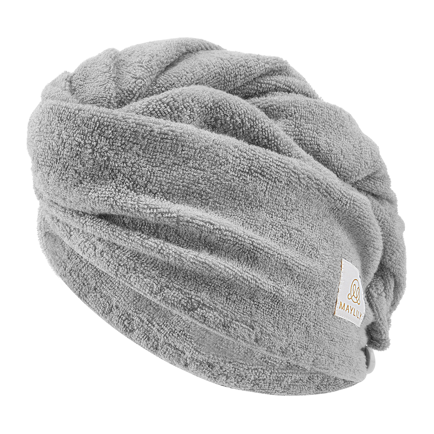 Turban bambusowy do suszenia włosów - jasnoszary