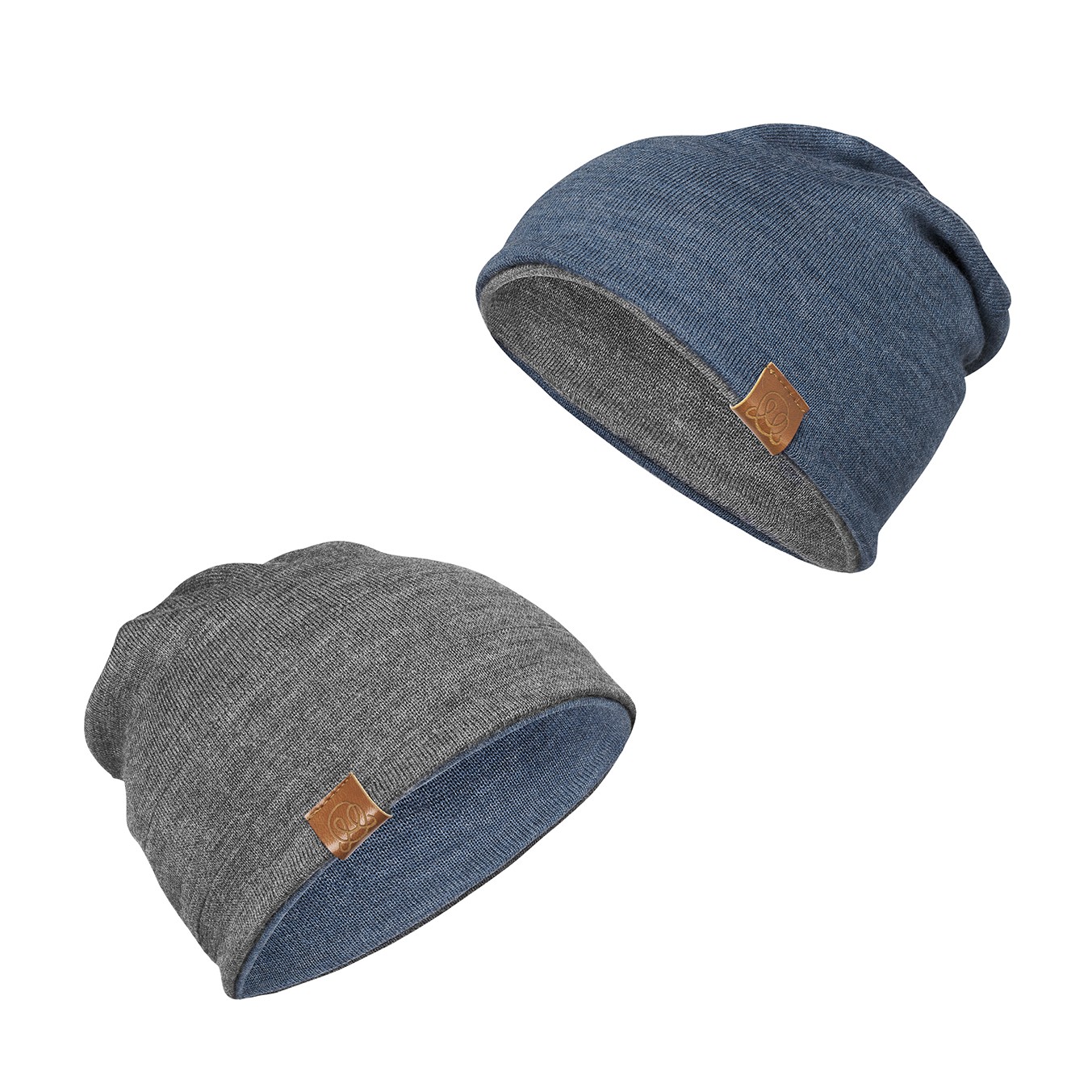 Czapka merino dwustronna - grafit-jeans 3-9 miesięcy