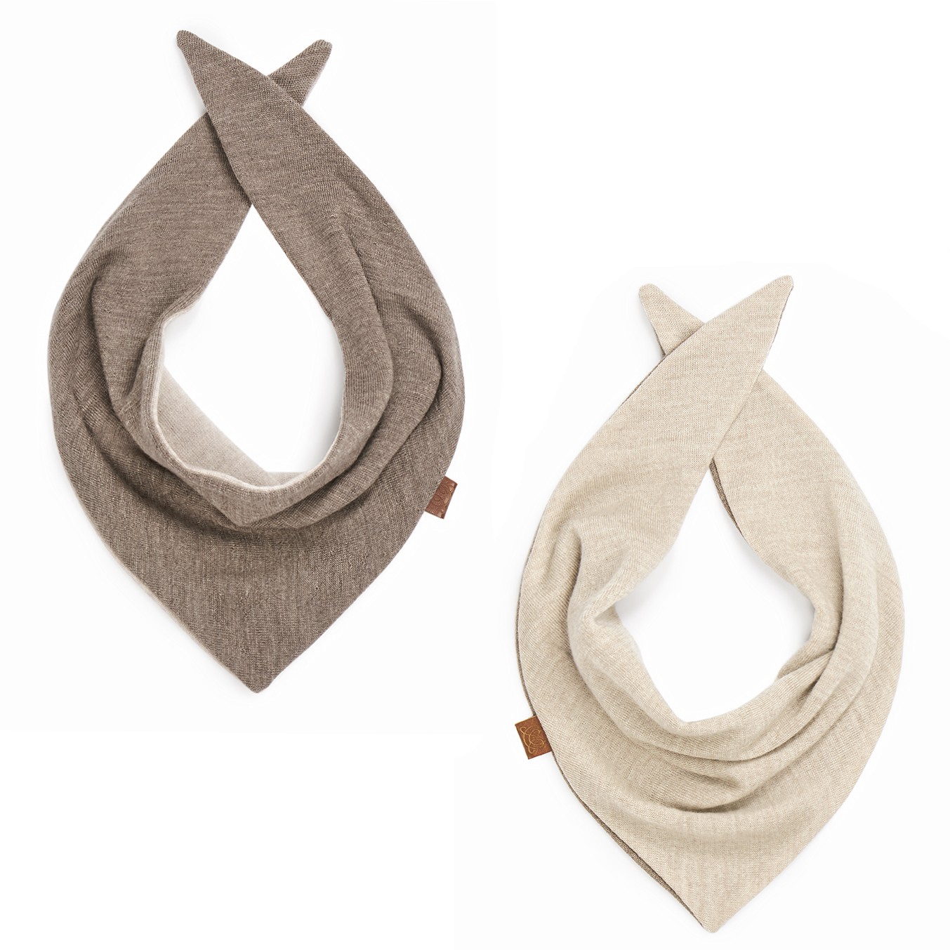 Chusteczka merino dwustronna - taupe-beż