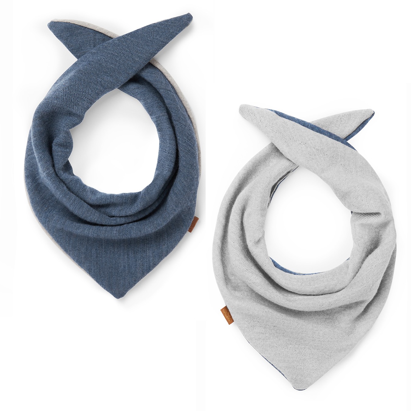 Chusteczka merino dwustronna - popiel-jeans