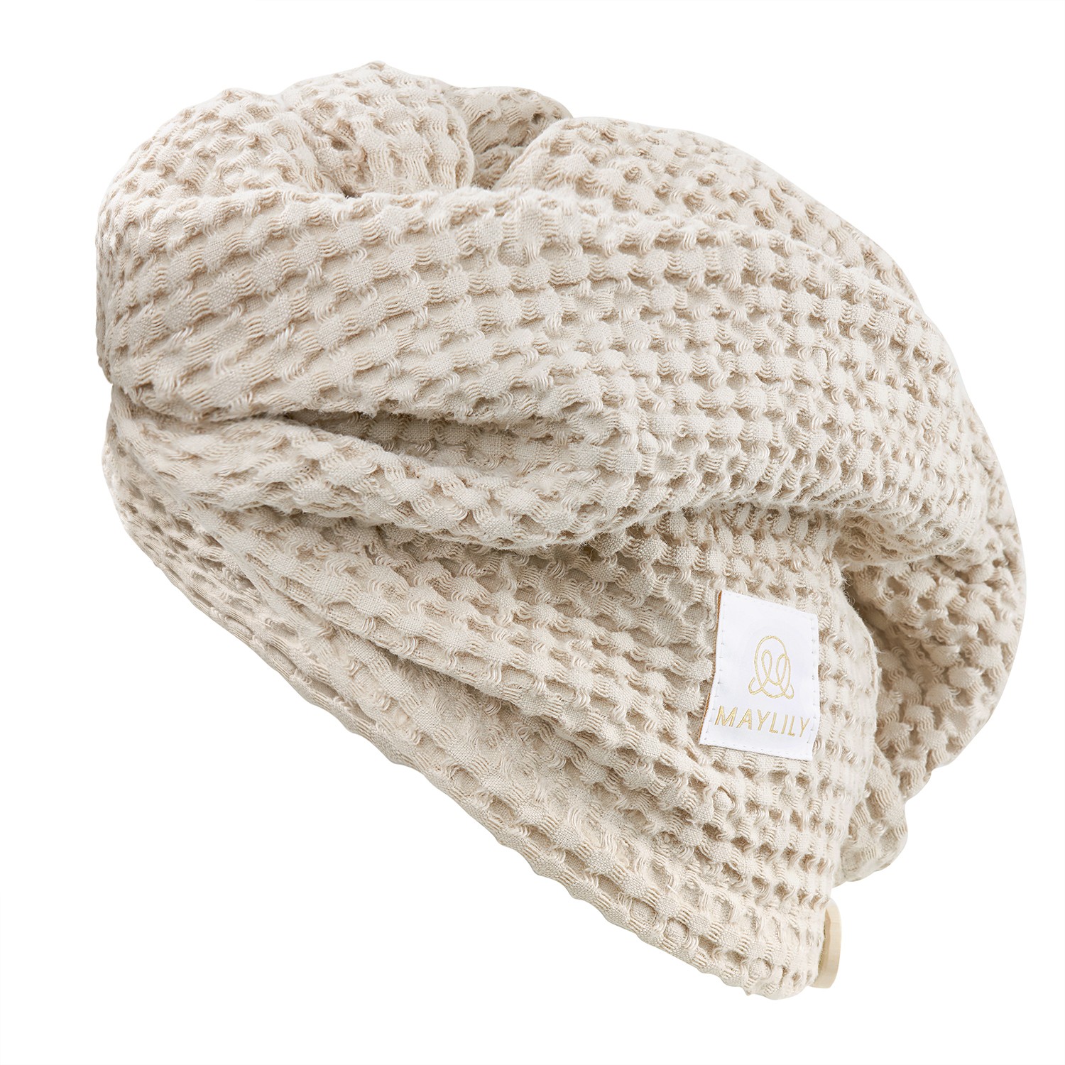 Turban lniany do suszenia włosów - beż