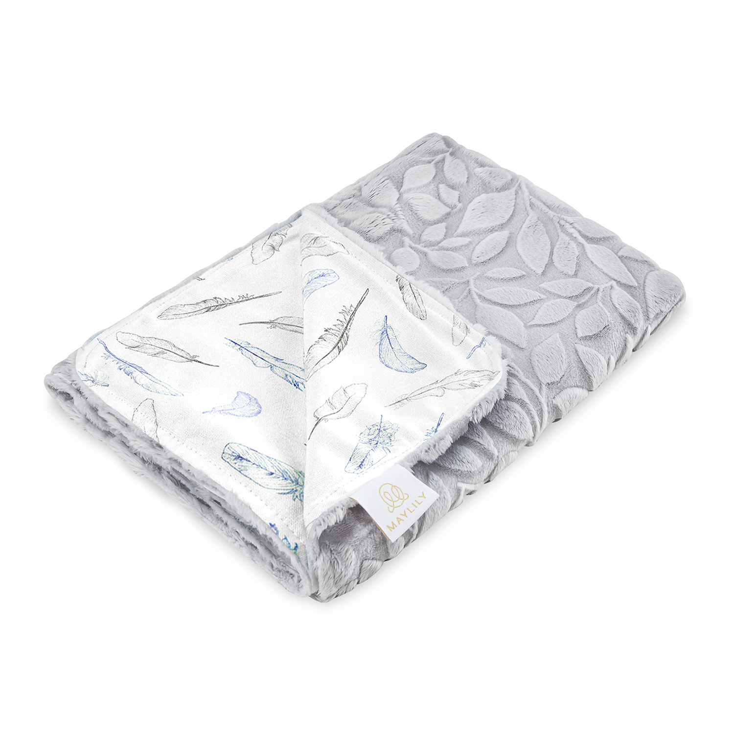 Kocyk bambusowy Light Luxe - Niebiańskie piórka - grey