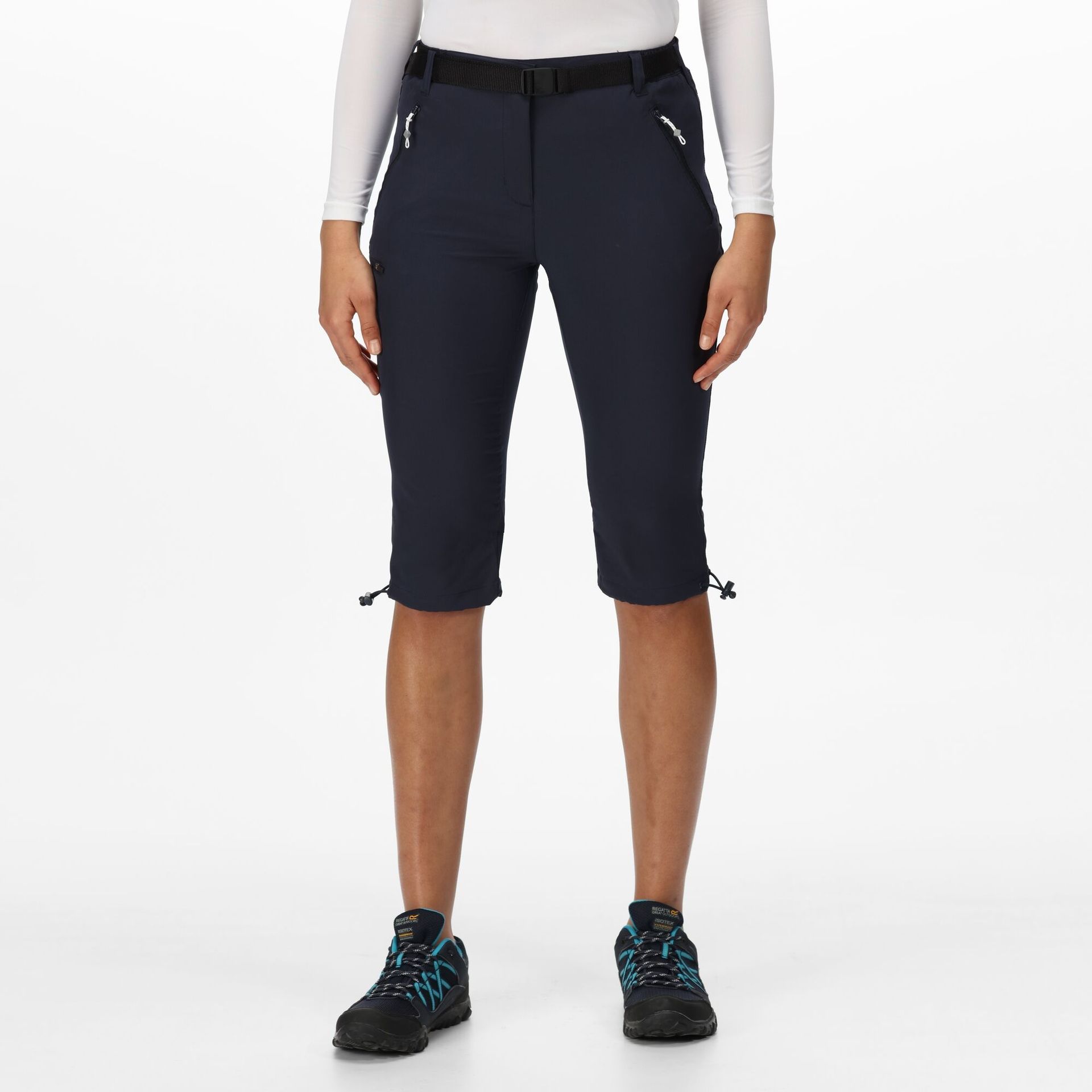 Regatta Damskie Spodnie Trekkingowe 3/4 Xert Capri Light Granatowy, Rozmiar: 40