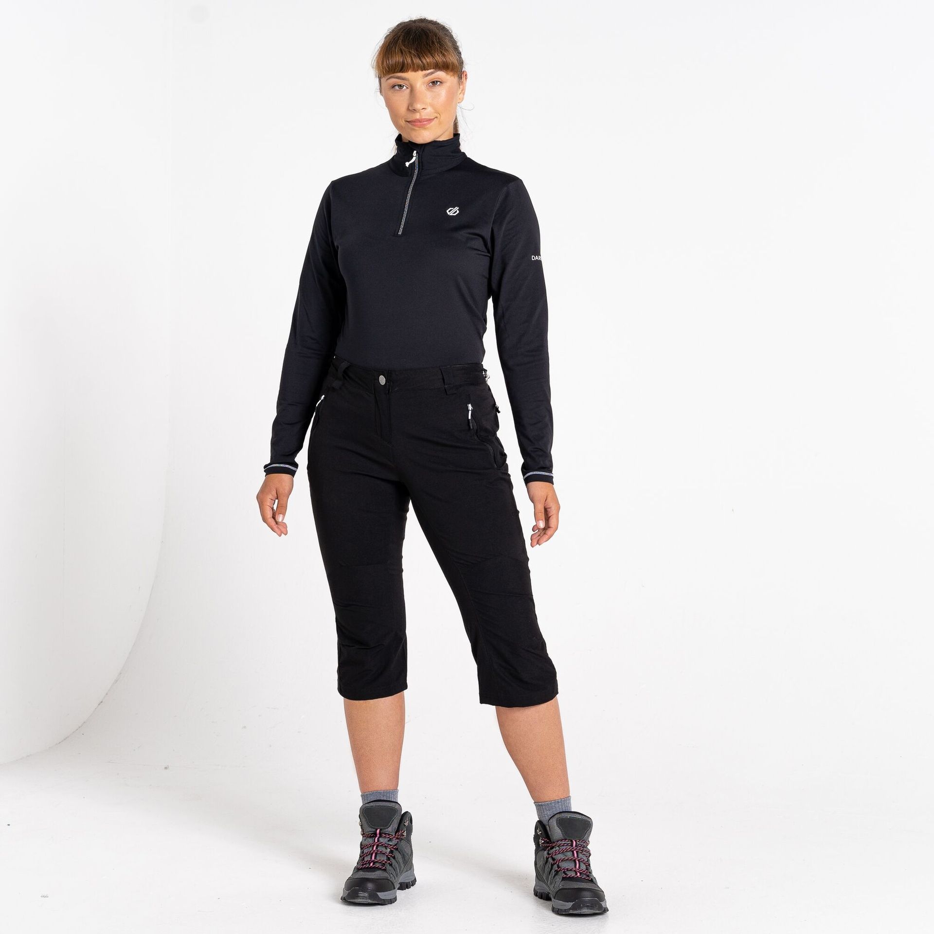 Dare 2b - Damskie Spodnie Trekkingowe 3/4 Melodic II Czarny, Rozmiar: 40