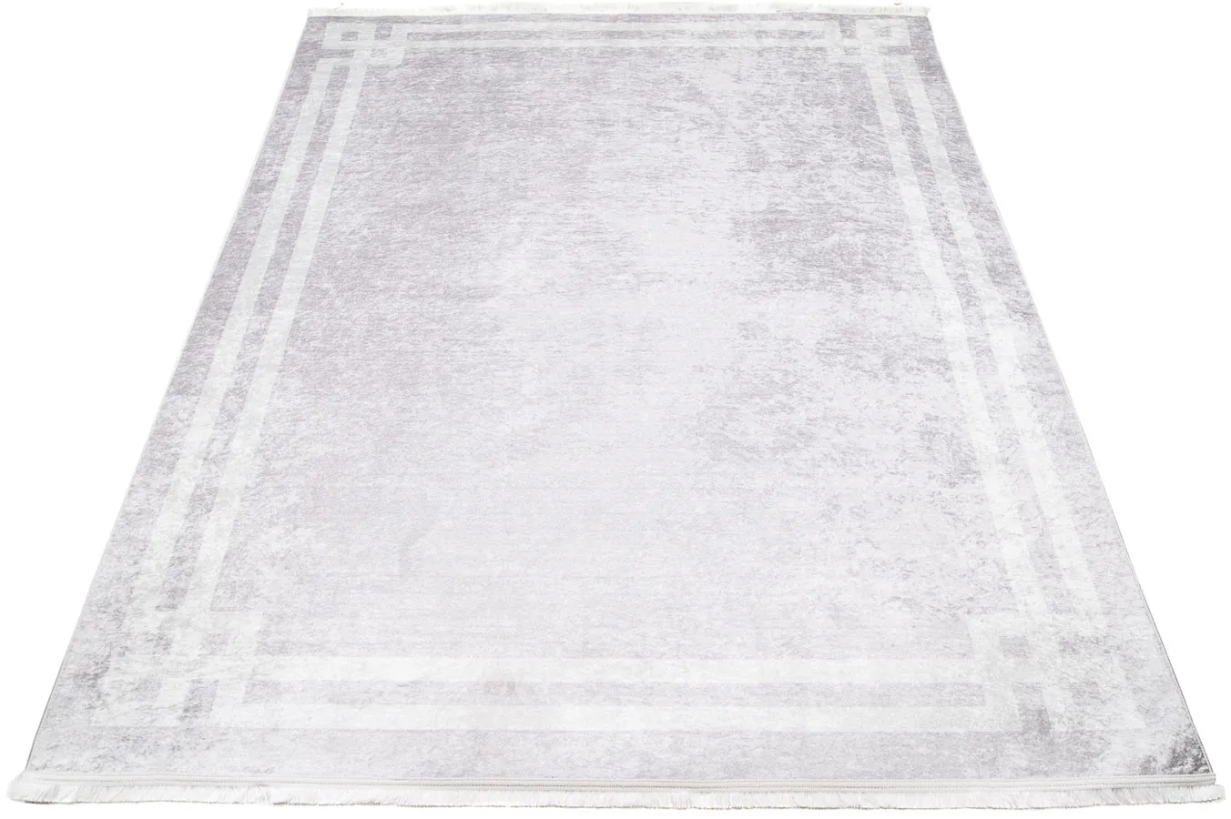 Jasnoszary dywan z ramką do salonu klasycznego K7-C11
