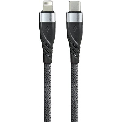 Kabel pleciony USB - Lightning everActive CBB-1CIG - szybkie ładowanie - 1m szary