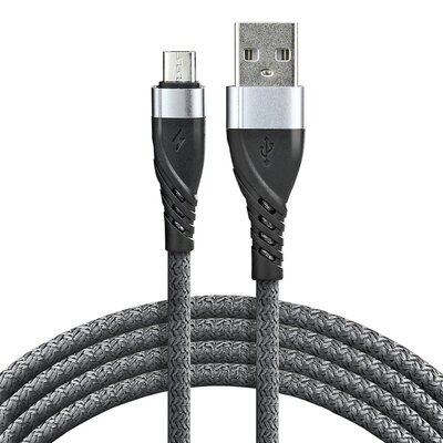 Kabel USB - microUSB EVERACTIVE 1m 2,4A pleciony szary (CBB-1MG)
